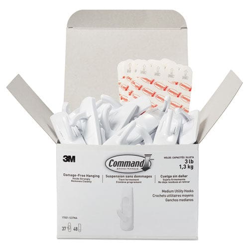 Command General Purpose Hooks Multi-pack Medium Plastic White 3 Lb Capacity 6 Hooks And 12 Strips/pack - Furniture - Command™