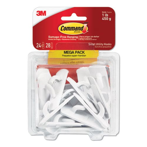 Command General Purpose Hooks Small Plastic White 1 Lb Capacity 24 Hooks And 28 Strips/pack - Furniture - Command™
