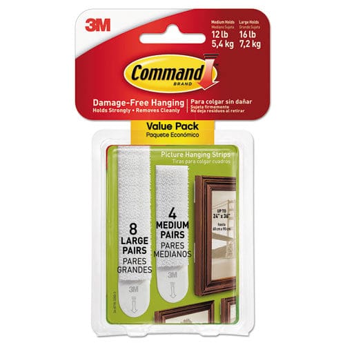 Command Picture Hanging Strips Removable Holds Up To 4 Lbs Per Pair 0.5 X 3.63 White 4 Pairs/pack - School Supplies - Command™