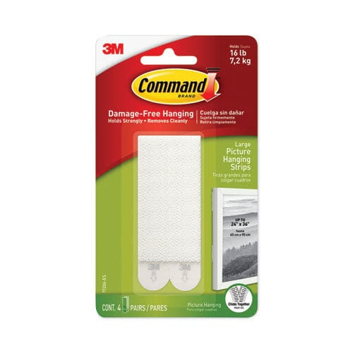 Command Picture Hanging Strips Removable Holds Up To 4 Lbs Per Pair 0.5 X 3.63 White 4 Pairs/pack - School Supplies - Command™
