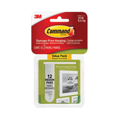 Command Picture Hanging Strips Value Pack Medium Removable Holds Up To 12 Lbs 0.75 X 2.75 White 12 Pairs/pack - School Supplies - Command™