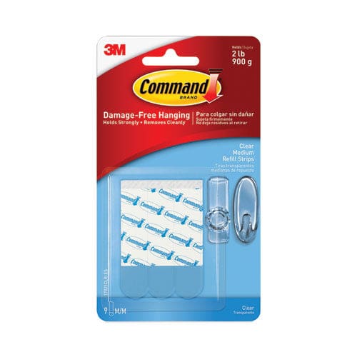 Command Refill Strips Removable Holds Up To 2 Lbs 0.63 X 1.75 Clear 9/pack - School Supplies - Command™