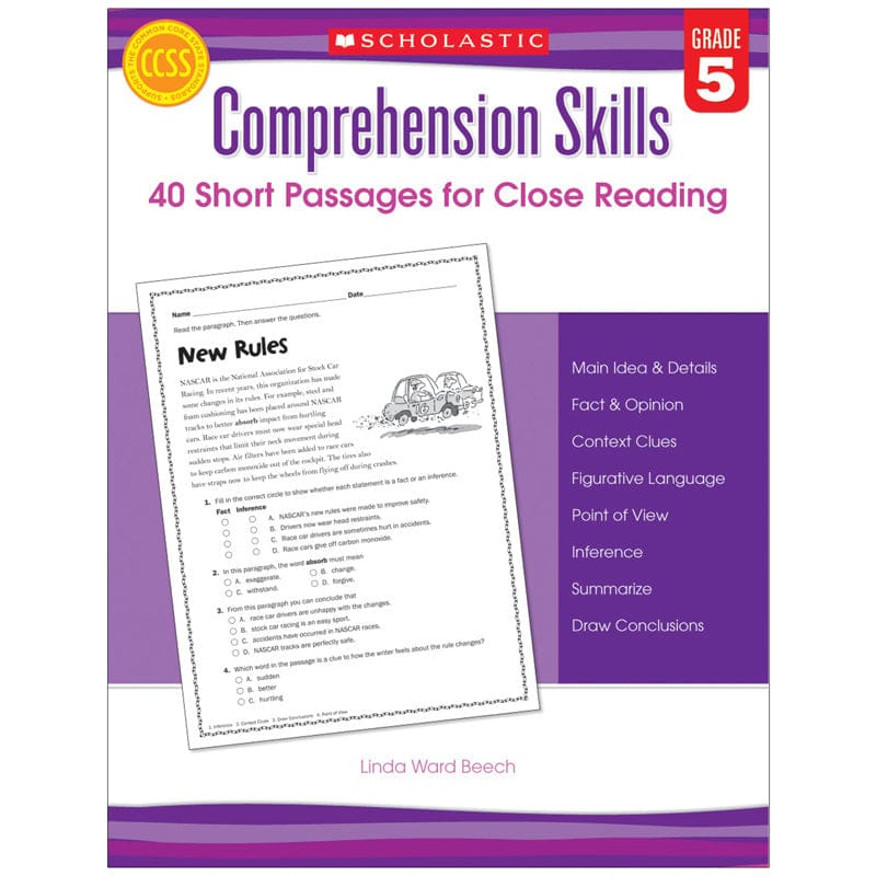 Comprehension Skills Gr 5 40 Short Passages For Close Reading (Pack of 6) - Comprehension - Scholastic Teaching Resources