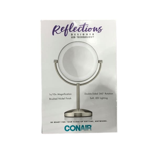 Conair Reflections Double Sided LED Lighted Vanity Makeup Mirror, 1x/10x magnification - ShelHealth.Com