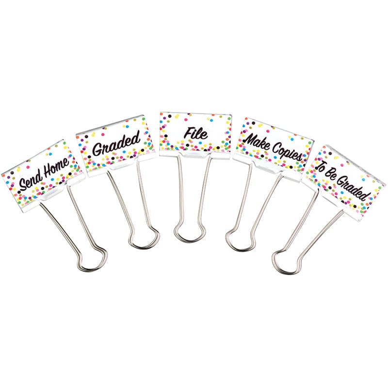 Confetti Binder Clips Large Mgmt (Pack of 6) - Clips - Teacher Created Resources