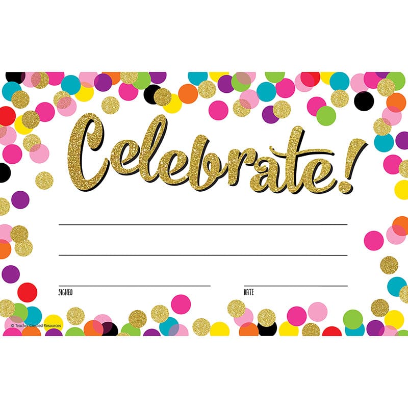 Confetti Celebrate Awards (Pack of 10) - Awards - Teacher Created Resources