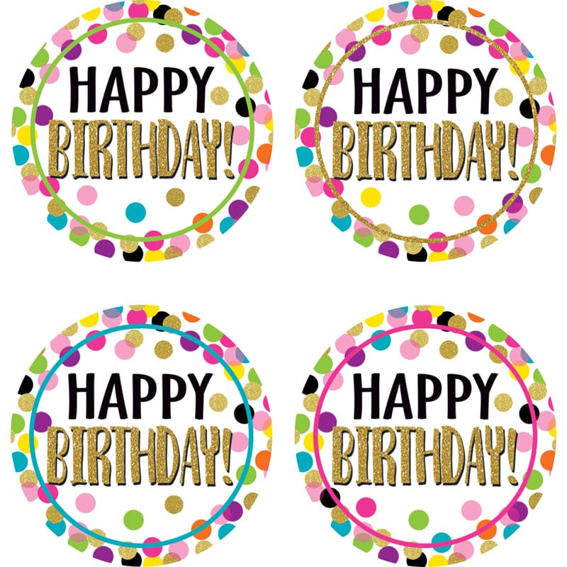 Confetti Happy Birthday Badges (Pack of 10) - Badges - Teacher Created Resources
