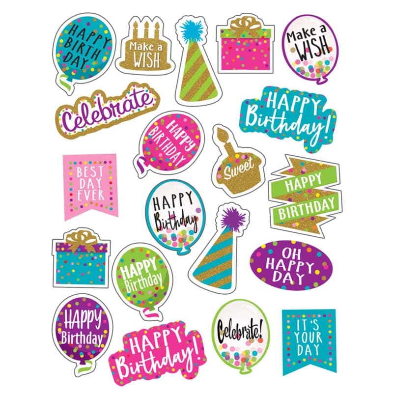 Confetti Happy Birthday Stickers (Pack of 12) - Stickers - Teacher Created Resources