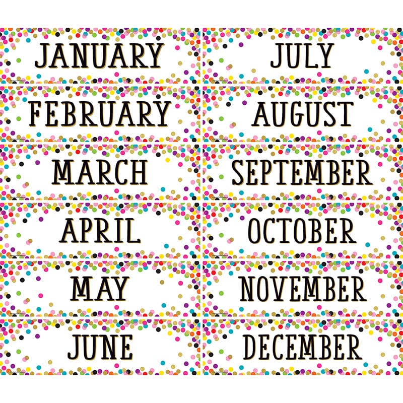 Confetti Monthly Headliners (Pack of 6) - Calendars - Teacher Created Resources