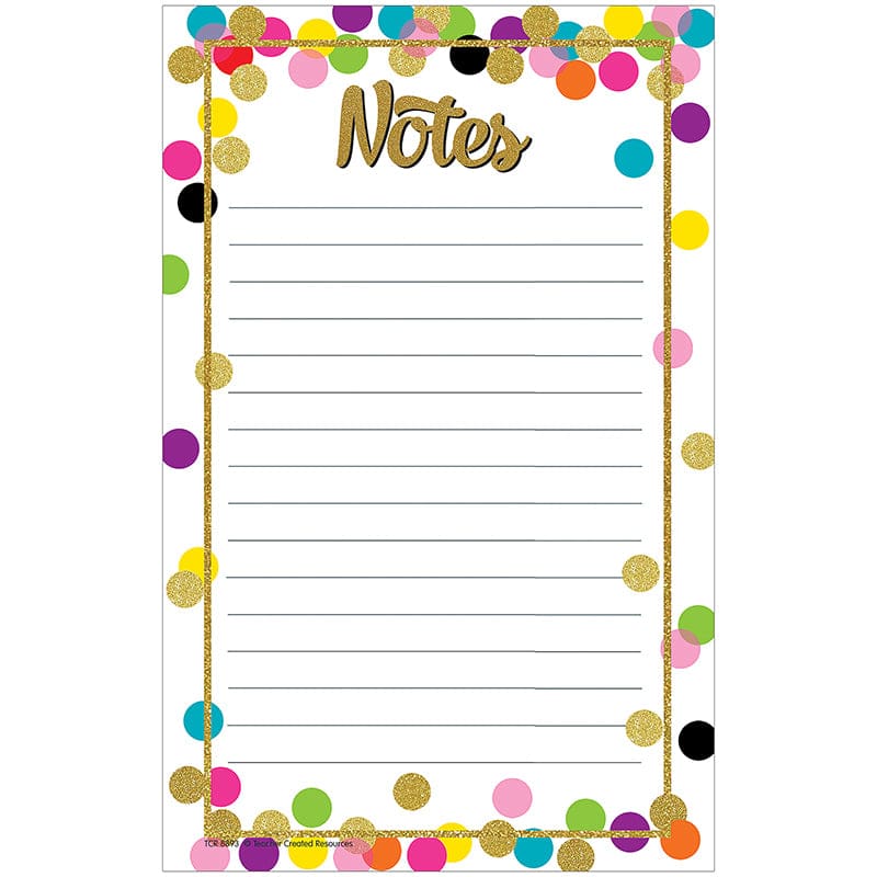 Confetti Notepad (Pack of 12) - Note Pads - Teacher Created Resources