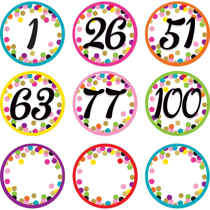 Confetti Number Cards (Pack of 8) - Accents - Teacher Created Resources