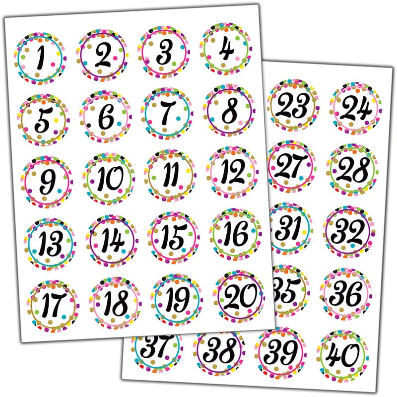 Confetti Numbers Stickers (Pack of 12) - Stickers - Teacher Created Resources