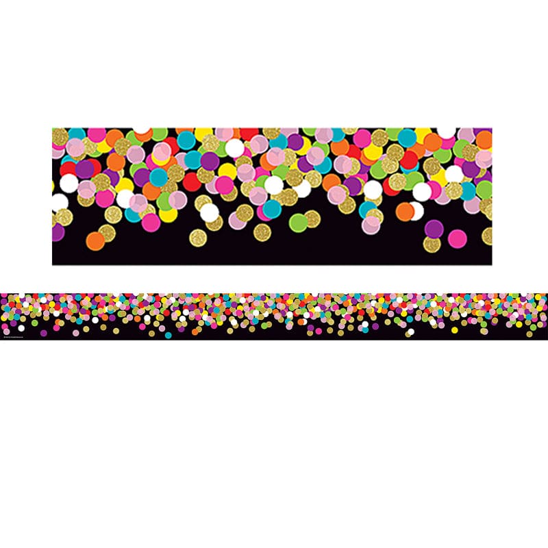 Confetti On Black Straight Border (Pack of 10) - Border/Trimmer - Teacher Created Resources