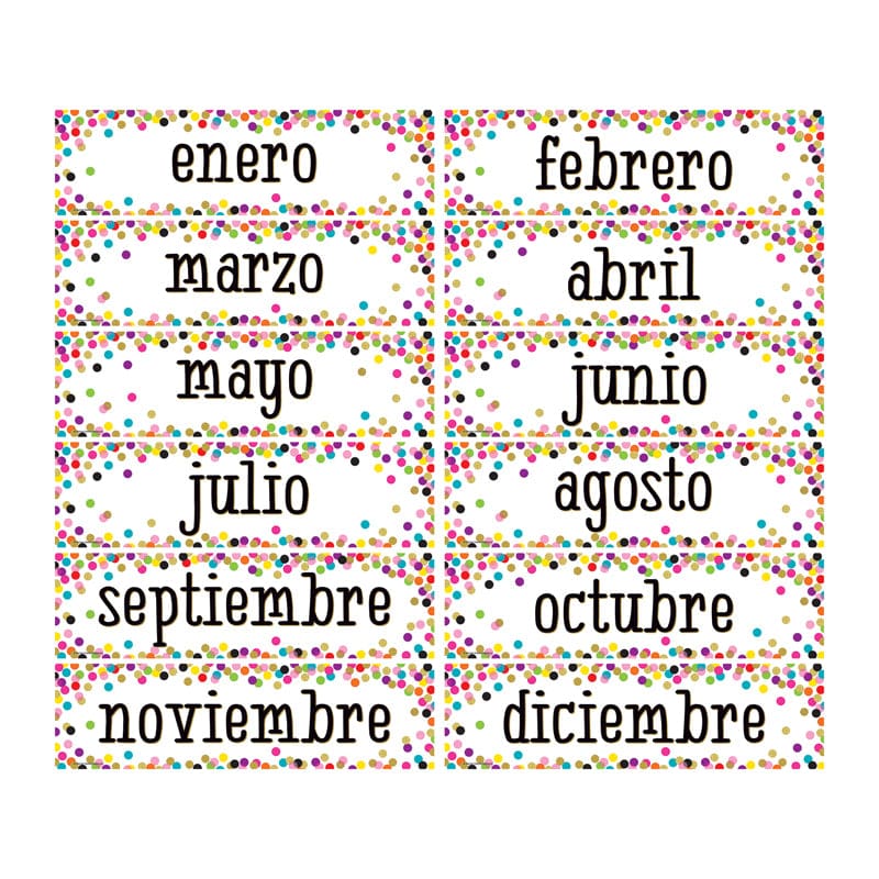 Confetti Spanish Monthly Headliners (Pack of 6) - Calendars - Teacher Created Resources