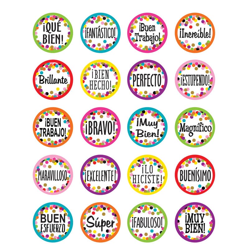 Confetti Spanish Stickers (Pack of 12) - Foreign Language - Teacher Created Resources