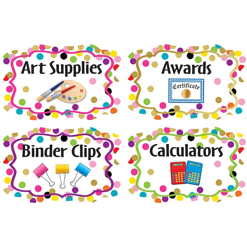 Confetti Supply Labels (Pack of 8) - Organization - Teacher Created Resources