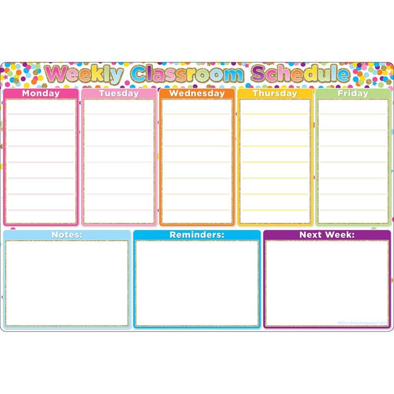 Confetti Weekly Schedule 13 X 19 Smart Poly (Pack of 12) - Classroom Theme - Ashley Productions