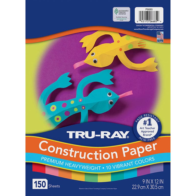 Construct Paper Vibrant Assortment Tru-Ray 9In X 12In (Pack of 3) - Construction Paper - Dixon Ticonderoga Co - Pacon