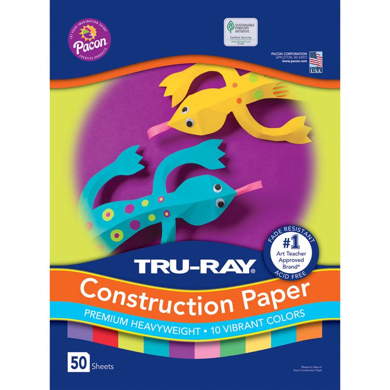Construction Paper 10 Vibrant Colrs 50 Sheets (Pack of 6) - Construction Paper - Dixon Ticonderoga Co - Pacon