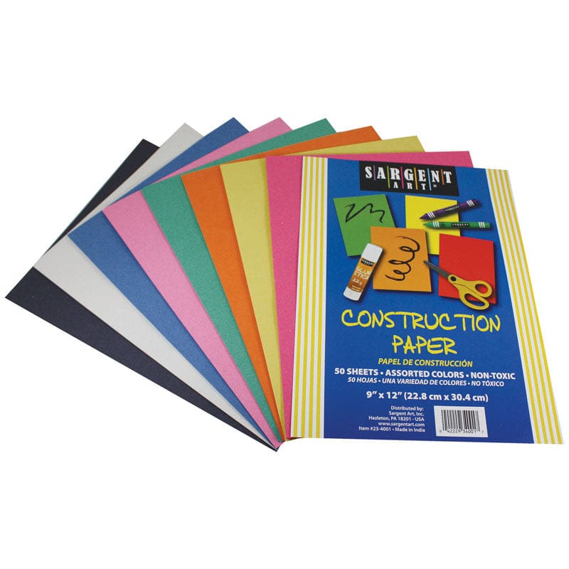 Construction Paper 50 Sheet Asst Color Pack (Pack of 12) - Construction Paper - Sargent Art Inc.