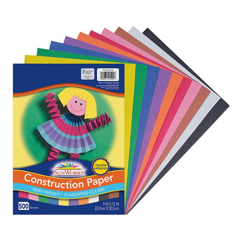 Construction Paper Asst 500Pk 9X12 10 Colors - Construction Paper - Dixon Ticonderoga Co - Pacon