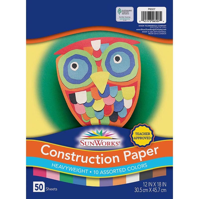 Construction Paper Asst 50Pk 12X18 10 Colors (Pack of 10) - Construction Paper - Dixon Ticonderoga Co - Pacon