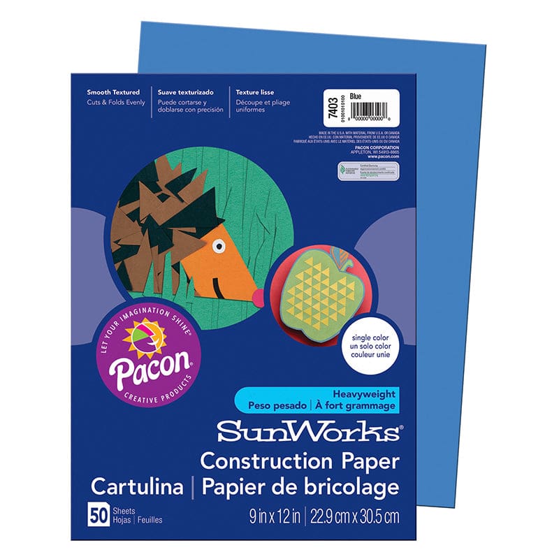 Construction Paper Blue 50Pk 9X12 (Pack of 12) - Construction Paper - Dixon Ticonderoga Co - Pacon