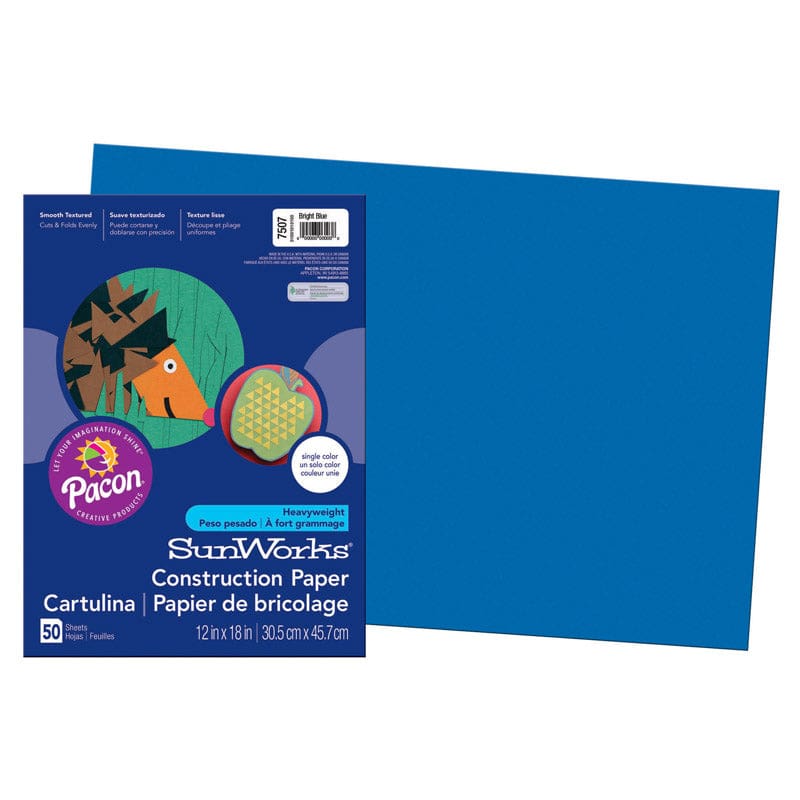 Construction Paper Brt Blue 12X18 50Pk (Pack of 12) - Construction Paper - Dixon Ticonderoga Co - Pacon