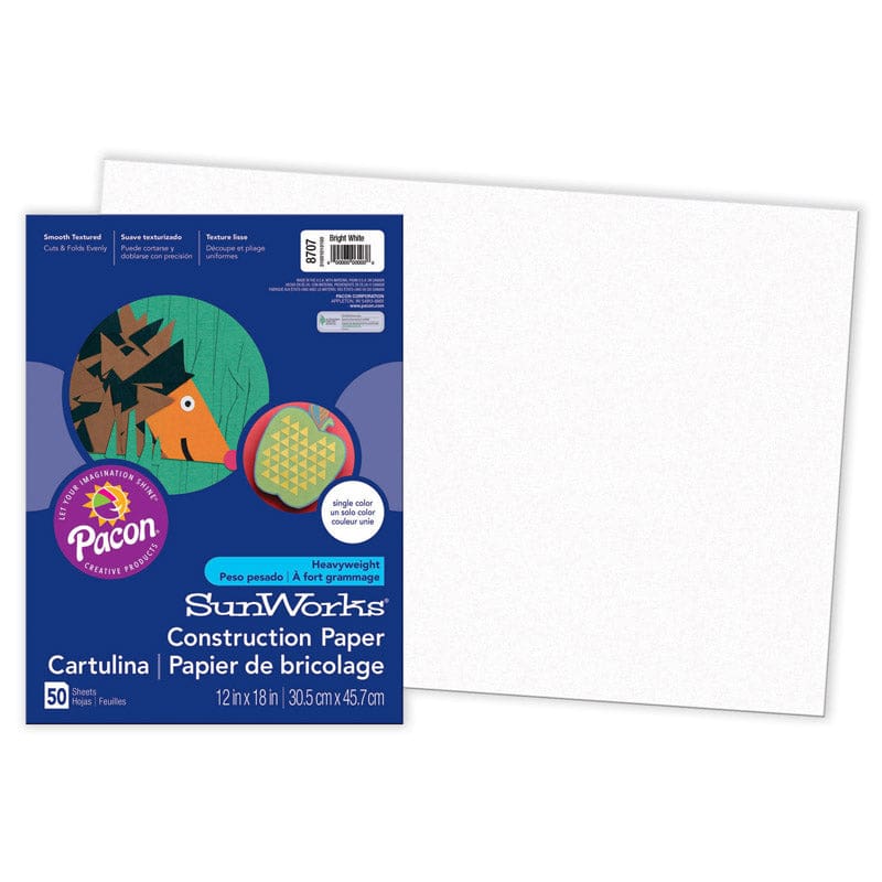 Construction Paper Brt White 12X18 50Pk (Pack of 10) - Construction Paper - Dixon Ticonderoga Co - Pacon