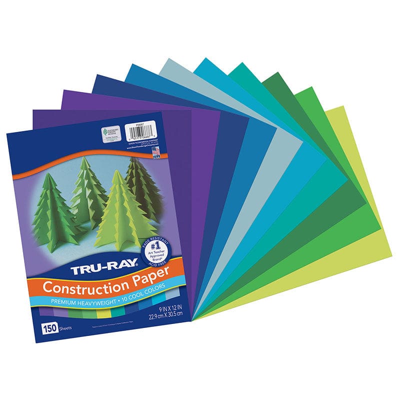 Construction Paper Cool Assortment Tru-Ray 9In X 12In (Pack of 3) - Construction Paper - Dixon Ticonderoga Co - Pacon