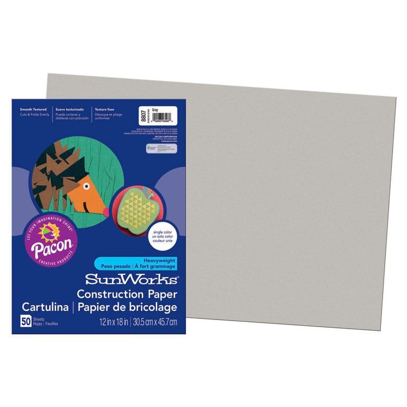 Construction Paper Gray 50Pk 12X18 (Pack of 12) - Construction Paper - Dixon Ticonderoga Co - Pacon
