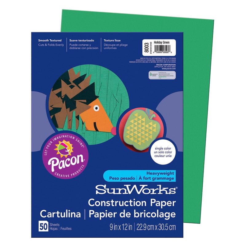 Construction Paper Hldy Green 9X12 50Pk (Pack of 12) - Construction Paper - Dixon Ticonderoga Co - Pacon