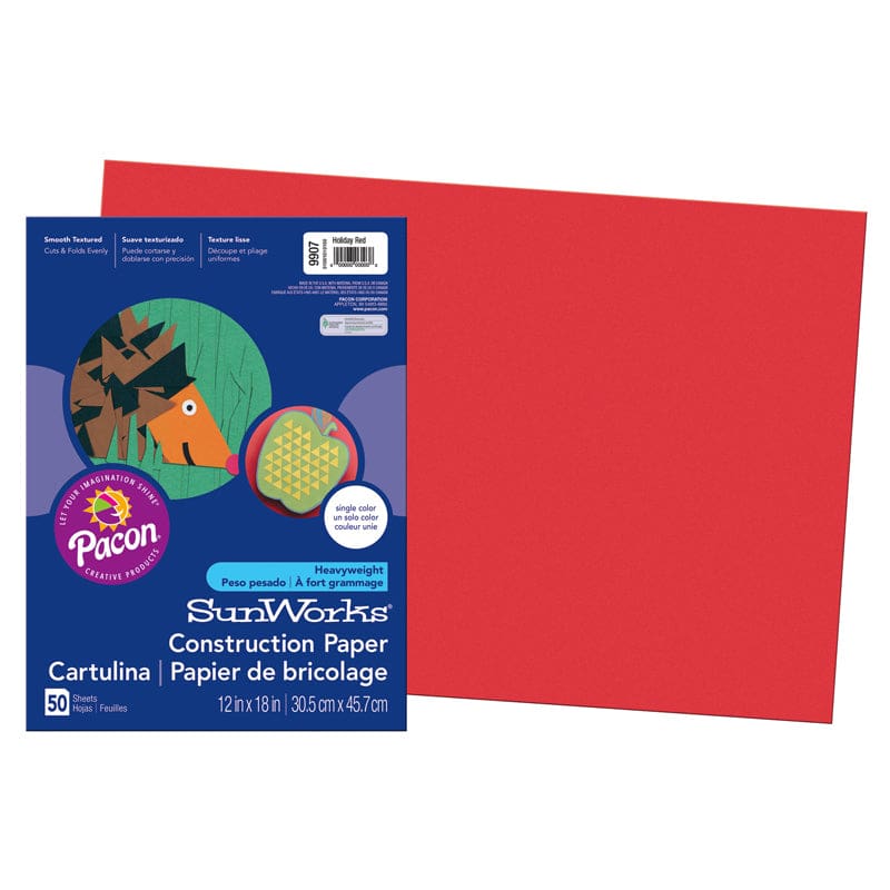 Construction Paper Hldy Red 12X18 50Pk (Pack of 10) - Construction Paper - Dixon Ticonderoga Co - Pacon