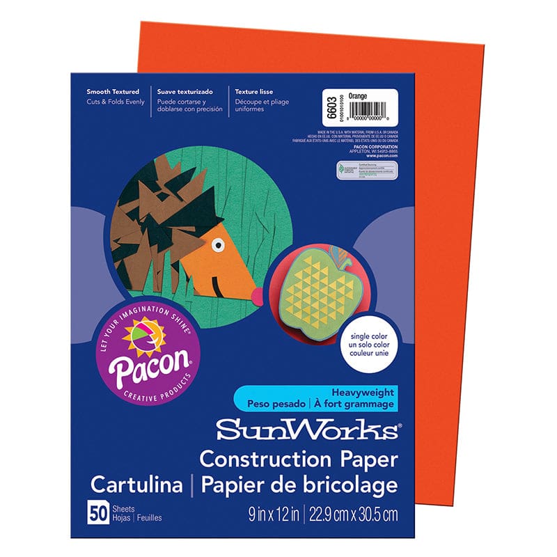 Construction Paper Orange 9X12 50Pk (Pack of 12) - Construction Paper - Dixon Ticonderoga Co - Pacon