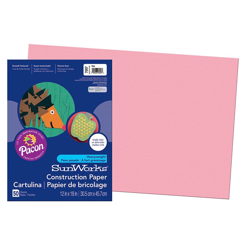 Construction Paper Pink 50Pk 12X18 (Pack of 12) - Construction Paper - Dixon Ticonderoga Co - Pacon