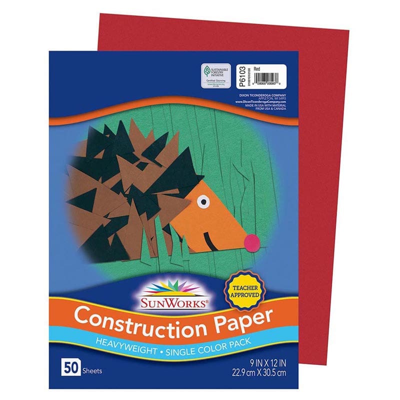 Construction Paper Red 50Pk 9X12 (Pack of 12) - Construction Paper - Dixon Ticonderoga Co - Pacon