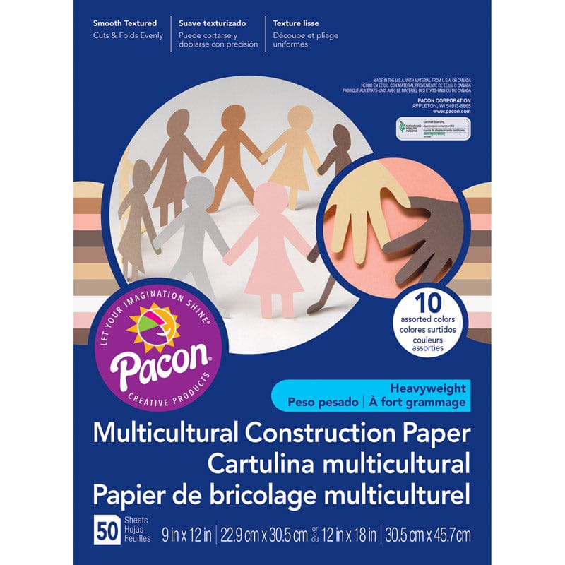 Construction Paper Skin Tone 12X18 5 Assorted Colors 50Pk (Pack of 6) - Construction Paper - Dixon Ticonderoga Co - Pacon