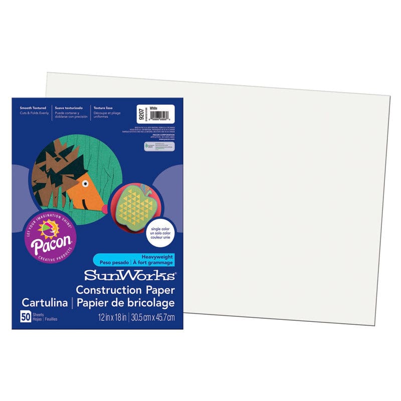 Construction Paper White 50Pk 12X18 (Pack of 10) - Construction Paper - Dixon Ticonderoga Co - Pacon