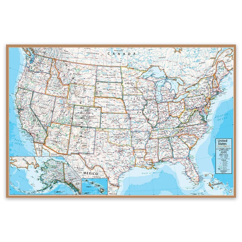 Contemporary Usa 24X36In Wall Map Laminated (Pack of 2) - Maps & Map Skills - Round World Products