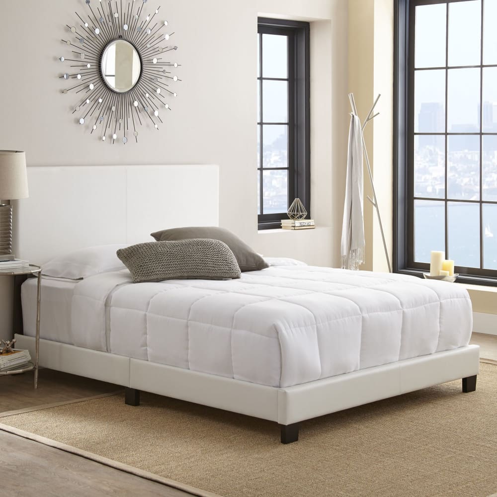 Contour Rest Garnet Twin Size Simulated Leather Platform Bed Frame - White - Contour Rest