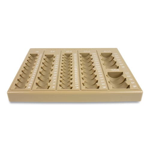 CONTROLTEK Plastic Coin Tray 6 Compartments Stackable 7.75 X 10 X 1.5 Tan - Office - CONTROLTEK®