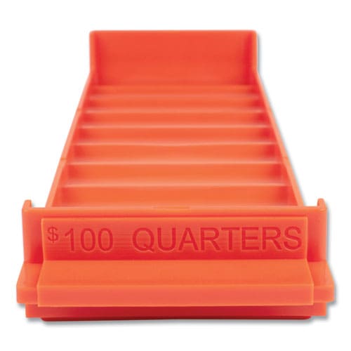 CONTROLTEK Stackable Plastic Coin Tray Quarters 10 Compartments Stackable 3.75 X 11.5 X 1.5 Orange 2/pack - Office - CONTROLTEK®