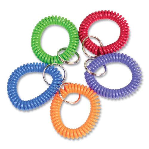CONTROLTEK Wrist Key Coil Key Organizers Blue/green/orange/purple/red 10/pack - Office - CONTROLTEK®