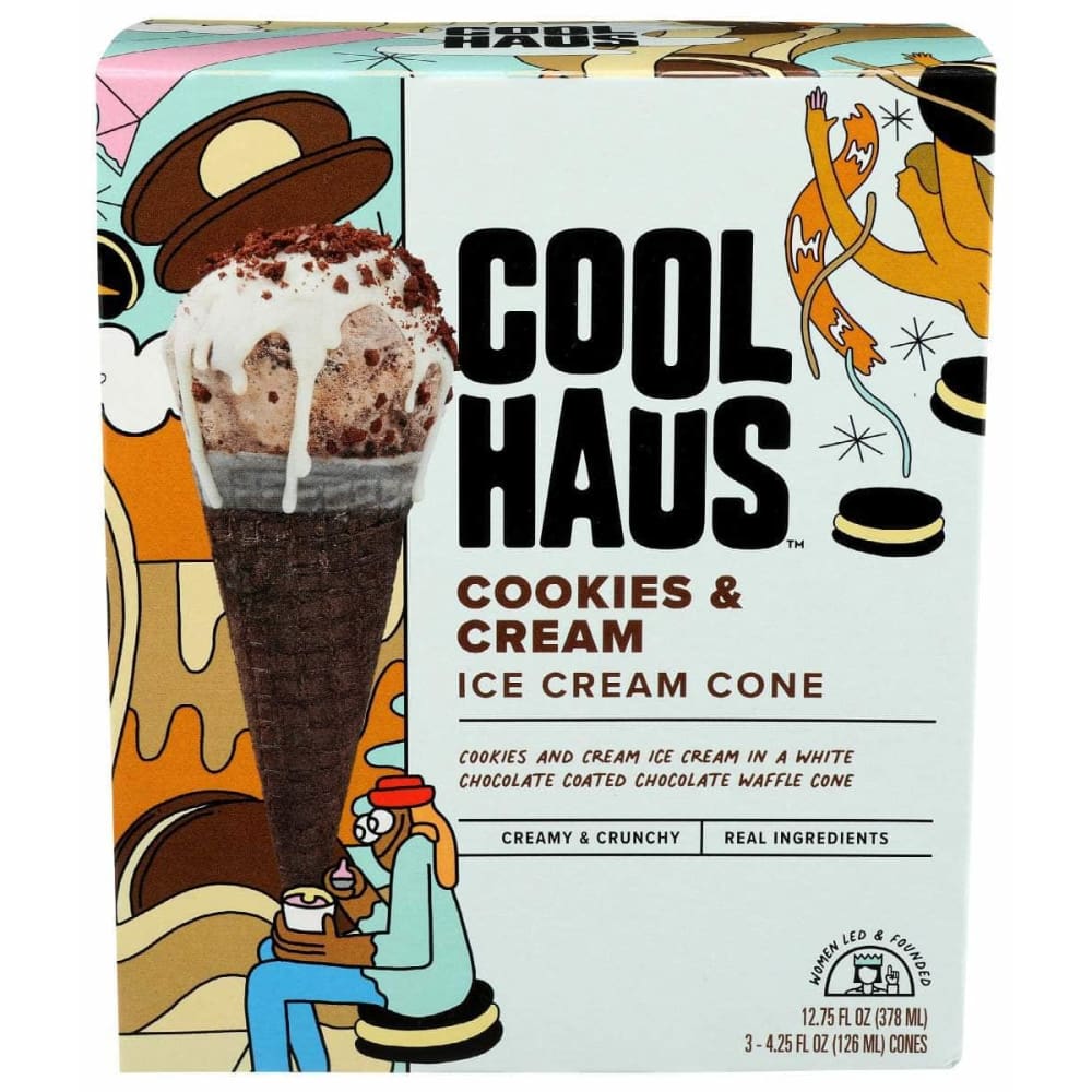 COOLHAUS Grocery > Frozen COOLHAUS Cookies and Cream Ice Cream Cones, 12.75 oz
