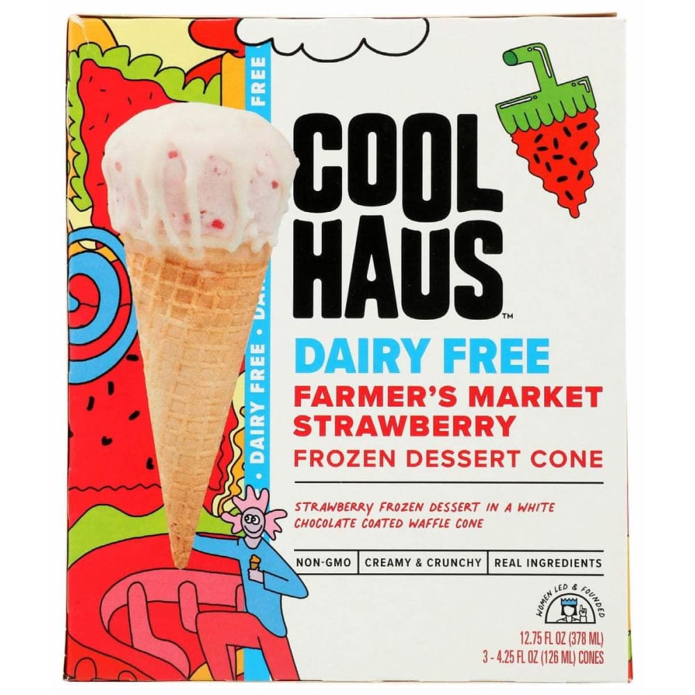 COOLHAUS Grocery > Frozen COOLHAUS Farmers Market Strawberry Frozen Dessert Cone Dairy Free, 12.75 oz