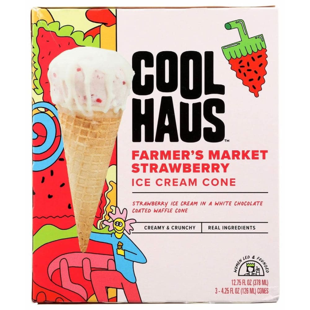 COOLHAUS Grocery > Frozen COOLHAUS Farmers Market Strawberry Ice Cream Cones, 12.75 oz
