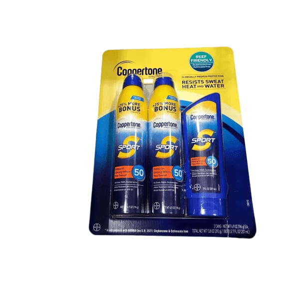 Coppertone Sport Sunscreen SPF 50 Spray and Lotion Water Resistant, 7 oz. Each - ShelHealth.Com