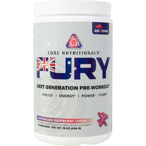 Core Nutritionals Fury Pre-Workout Australian Raspberry Chews 20 ea - Core Nutritionals