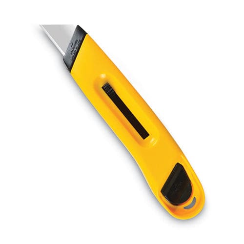 COSCO Plastic Utility Knife With Retractable Blade And Snap Closure 6 Plastic Handle Yellow - Office - COSCO
