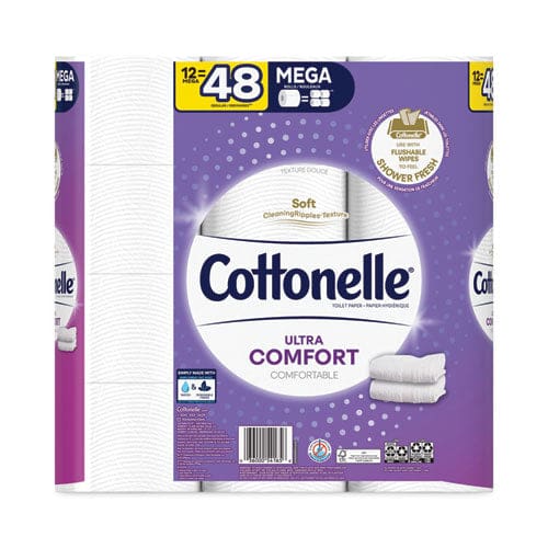 Cottonelle Ultra Comfortcare Toilet Paper Soft Tissue Mega Rolls Septic Safe 2-ply White 284/roll 12 Rolls/pack 48 Rolls/carton - Janitorial